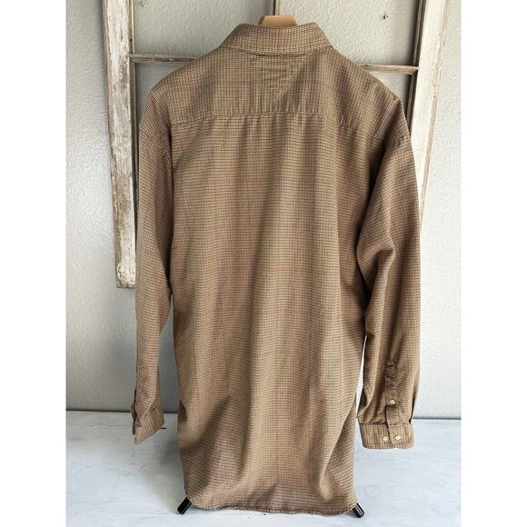 Tommy Hilfiger Men’s Shirt Sz L Tan Plaid Front Pockets Long Sleeve Button Down - Picture 7 of 15